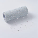 5 Roll Glitter Sequin Deco Mesh Ribbons, Tulle Fabric, Tulle Roll Spool Fabric For Skirt Making, Moon & Star Pattern, Light Grey, 6 inch(15cm), about 25yards/roll(22.86m/roll)
