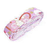 1 Roll Japanese Kimono Style Floral Cotton Ribbon, Single Printed, for DIY Hair Bow, Headwear, Handmade Trim, Lilac, 1-1/4 inch(30mm), about 10yards/roll(9.14m/roll)