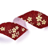 1 Roll Japanese Kimono Style Floral Cotton Ribbon, Single Printed, for DIY Hair Bow, Headwear, Handmade Trim, Dark Red, 1-1/2 inch(40mm), about 10yards/roll(9.14m/roll)