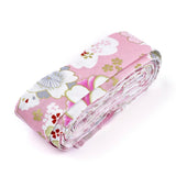 1 Roll Japanese Kimono Style Floral Cotton Ribbon, Single Printed, for DIY Hair Bow, Headwear, Handmade Trim, Pink, 1-1/2 inch(40mm), about 10yards/roll(9.14m/roll)