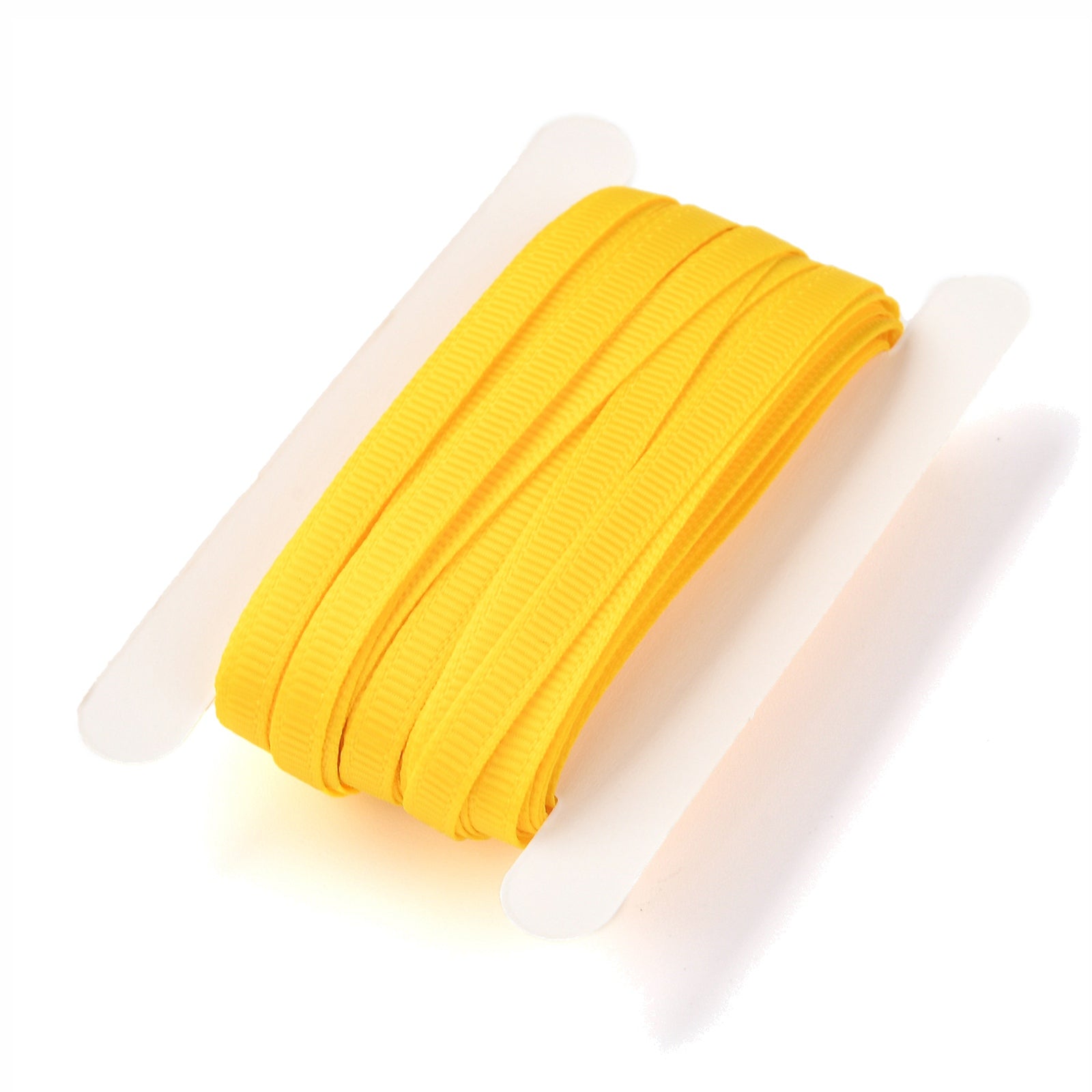 Polyester Grosgrain Ribbon,  for DIY Handmade Craft, Gift Decoration, Yellow, 1/4 inch(5mm), about 10.93 yards (10m)/card