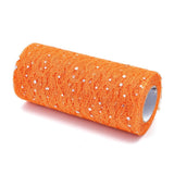 5 Roll Glitter Sequin Deco Mesh Ribbons, Tulle Fabric, for Wedding Party Decoration, Skirts Decoration Making, Orange, 6 inch(150mm), 10yards/roll