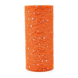 5 Roll Glitter Sequin Deco Mesh Ribbons, Tulle Fabric, for Wedding Party Decoration, Skirts Decoration Making, Orange, 6 inch(150mm), 10yards/roll