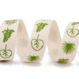 2 Roll Single Face Cotton Printed Satin Ribbon, Lawn Green, Leaf Pattern, 5/8 inch(15mm), about 10.93 yards (10m0/roll