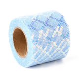 2 Roll Polyester Tulle Roll Ribbon, with Gleaming Sequin, for Wedding decor, Party Banquet Decor, DIY Craft, Light Blue, 2-3/8 inch(60mm), 10 yards(9.14m)/roll