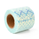 2 Roll Polyester Tulle Roll Ribbon, with Gleaming Sequin, for Wedding decor, Party Banquet Decor, DIY Craft, Pale Turquoise, 2-3/8 inch(60mm), 10 yards(9.14m)/roll