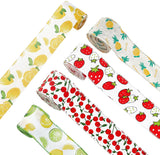 5 Rolls Single Face Polyester Ribbon, 2-1/2 X 6 Yds Fruits Patterns Printed Ribbons, Wired Edge Ribbons for Wrapping ,Hair Bows, Packaging, Party, Patrick's Day Decoration ( Mixed Color )