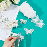 4 Yards Butterfly Lace Edge Trim Ribbon, 2 Styles Vintage White Edging Trim Fabric Ribbon Appliques Sewing Embroidered Craft with Plastic Pearl for Wedding Dress Hair Band Clothes Decoration