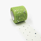 5 Roll Glitter Sequin Deco Mesh Ribbons, Tulle Fabric, Tulle Roll Spool Fabric For Skirt Making, Yellow Green, 2 inch(5cm), about 25yards/roll(22.86m/roll)