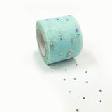5 Roll Glitter Sequin Deco Mesh Ribbons, Tulle Fabric, Tulle Roll Spool Fabric For Skirt Making, Pale Turquoise, 2 inch(5cm), about 25yards/roll(22.86m/roll)