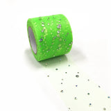 5 Roll Glitter Sequin Deco Mesh Ribbons, Tulle Fabric, Tulle Roll Spool Fabric For Skirt Making, Lawn Green, 2 inch(5cm), about 25yards/roll(22.86m/roll)