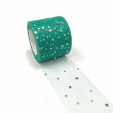 5 Roll Glitter Sequin Deco Mesh Ribbons, Tulle Fabric, Tulle Roll Spool Fabric For Skirt Making, Teal, 2 inch(5cm), about 25yards/roll(22.86m/roll)