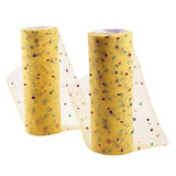 5 Roll Heart Glitter Sequin Deco Mesh Ribbons, Tulle Fabric, Tulle Roll Spool Fabric For Skirt Making, Yellow, 6 inch(15cm), about 10yards/roll(9.144m/roll)