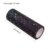 5 Roll Heart Glitter Sequin Deco Mesh Ribbons, Tulle Fabric, Tulle Roll Spool Fabric For Skirt Making, Black, 6 inch(15cm), about 10yards/roll(9.144m/roll)