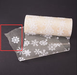 5 Roll Snowflake Deco Mesh Ribbons, Tulle Fabric, Tulle Roll Spool Fabric For Skirt Making, Antique White, 6 inch(15cm), about 10yards/roll(9.144m/roll)