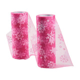 5 Roll Snowflake Deco Mesh Ribbons, Tulle Fabric, Tulle Roll Spool Fabric For Skirt Making, Hot Pink, 6 inch(15cm), about 10yards/roll(9.144m/roll)
