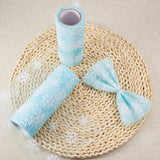 5 Roll Snowflake Deco Mesh Ribbons, Tulle Fabric, Tulle Roll Spool Fabric For Skirt Making, Light Sky Blue, 6 inch(15cm), about 10yards/roll(9.144m/roll)