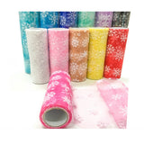 5 Roll Snowflake Deco Mesh Ribbons, Tulle Fabric, Tulle Roll Spool Fabric For Skirt Making, Mixed Color, 6 inch(15cm), about 10yards/roll(9.144m/roll)