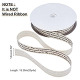 1 Roll Words Printed Cotton Ribbon, Black, 5/8 inch(15mm), about 20yards/roll(18.28m/roll)