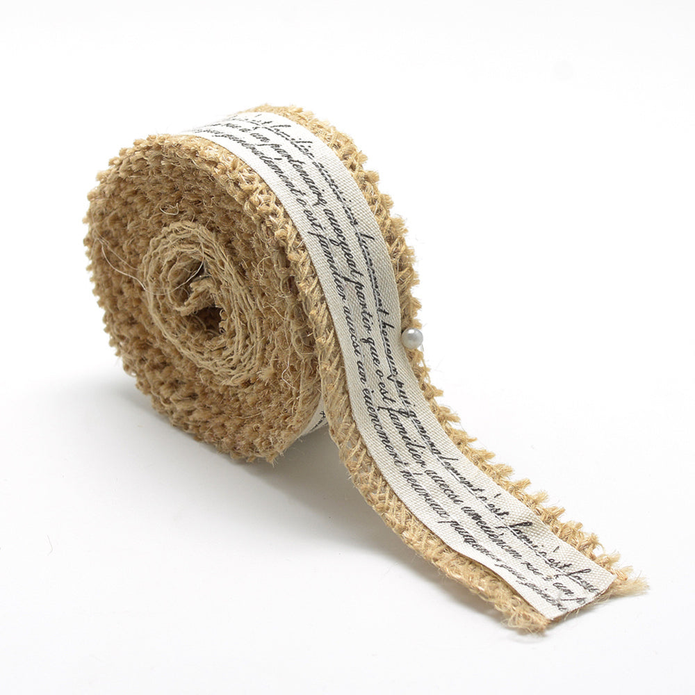 CRASPIRE Burlap Ribbon, Hessian Ribbon, Jute Ribbon, with Cotton