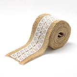 1 Bag Burlap Ribbon, Hessian Ribbon, Jute Ribbon, with Lace, for Jewelry Making, Flower Pattern, Yellow, 1-1/8 inch(27~28mm), about 2.187yards/roll(2m/roll), 24rolls/bag