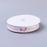 5 Roll Baby Shower Ornaments Decorations Word Baby Girl Printed Polyester Grosgrain Ribbons, Pearl Pink, 5/8 inch(16mm), about 20yards/roll(18.29m/roll)