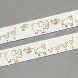 5 Roll Animals Printed Cotton Ribbon, Peru, 5/8 inch(15mm), about 20yards/roll(18.28m/roll)