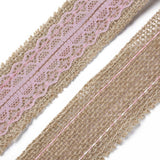 2 Roll Burlap Ribbon, Flower Pattern, for Gifts Wrapping Party Decorating, Light Grey, 1 inch(25mm), about 5.4yards(5m)/roll
