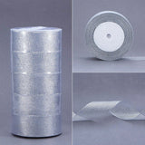 3 Roll Gradient Rainbow Color Polyester Chiffon Ribbon, for Craft Bows Gift Wrapping Wedding Decoration, Light Steel Blue, 1 inch(25mm), about 24.06 Yards(22m)/Roll
