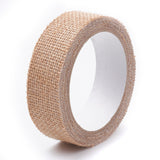 1 Bag Burlap Ribbon, Hessian Ribbon, Jute Ribbon, with Cotton Ribbon, for Jewelry Making, Flower Pattern, Tan, 2 inch(50mm), about 2.187yards/roll(2m/roll), 12rolls/bag