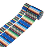 1 Set 2Rolls 2 Styles Stripe Pattern Printed Polyester Grosgrain Ribbon, for DIY Bowknot Accessories, Colorful, 1roll/style