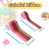 1 Set 2Rolls 2 Styles Stripe Pattern Printed Polyester Grosgrain Ribbon, for DIY Bowknot Accessories, Colorful, 1roll/style
