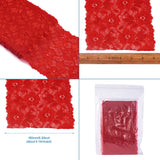 1 Card Stretch Elastic Lace Trim, Floral Pattern Lace Ribbon, for Sewing, Dress Decoration and Gift Wrapping, Red, 16cm, about 10yards/card(9.14m/card)