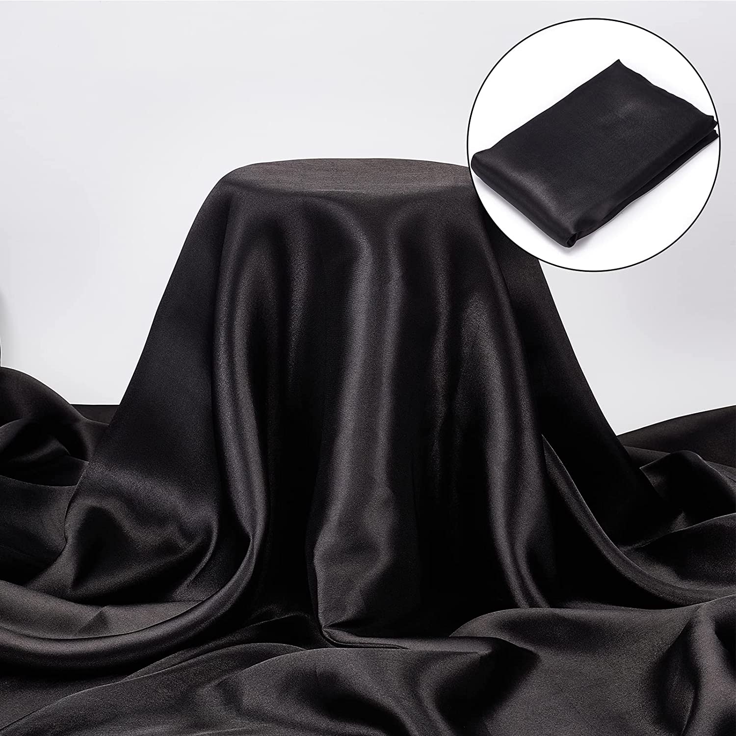 5yards Silky Shiny Satin, 60inch Wide Black Satin Fabric, Poly Silk Silky Satin Fabric for Arts and Crafts, DIY, Sewing Decoration
