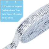 20Yards Flat Sequins Paillette Lace Trim(15mm) Silver Square Sequins Ribbon Roll Strip Trim on Strings for Dress Embellish, Headband, Crafts, Sewing, Embellishments