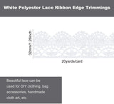 20 Yards 1.26/32mm Wide Polyester Lace Trim Vintage Lace Ribbon Crochet Lace Scalloped Edge for Bridal Wedding Decoration Christmas Package DIY Sewing Craft Supply (White)