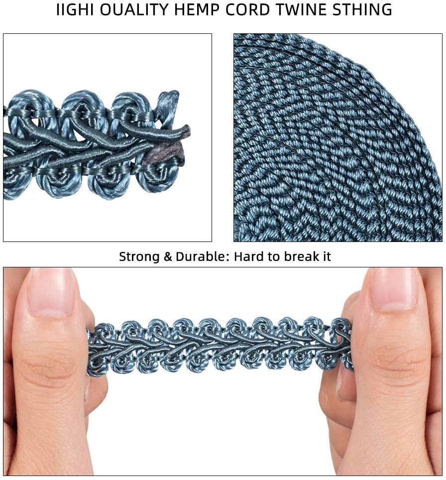 14M(15 Yards) 13mm Polyester Woven Gimp Braid Trim for Costume DIY Crafts Sewing Jewelry Making, Steel Blue