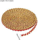 1 Roll 14.21 Yards Sequinned Lace Ribbons, Red Plastic Paillette Lace Ribbons with Metallic Wire Beading Lace Trim for DIY Craft Making Wedding Veil Decoration Costumes Sewing