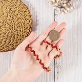 1 Roll 14.21 Yards Sequinned Lace Ribbons, Red Plastic Paillette Lace Ribbons with Metallic Wire Beading Lace Trim for DIY Craft Making Wedding Veil Decoration Costumes Sewing