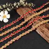 1 Roll 14.21 Yards Sequinned Lace Ribbons, Red Plastic Paillette Lace Ribbons with Metallic Wire Beading Lace Trim for DIY Craft Making Wedding Veil Decoration Costumes Sewing