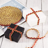 1 Roll 14.21 Yards Sequinned Lace Ribbons, Red Plastic Paillette Lace Ribbons with Metallic Wire Beading Lace Trim for DIY Craft Making Wedding Veil Decoration Costumes Sewing