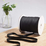 80 Yards(73m)/Roll Cotton Tape Ribbons, Herringbone Cotton Webbings, 1 cm Wide Flat Cotton Herringbone Cords for Knit Sewing DIY Crafts, Black