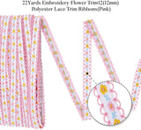 22Yards Embroidery Flower Trim1/2(12mm) Polyester Lace Trim Ribbons(Pink) for Sewing, Craft Decoration,Wedding, or Home Decor Embellishmen