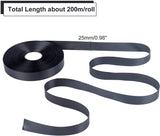 About 218 Yard Blank Label Ribbon, 25mm Polyester Sewn-in Label Ribbon with Spool for Sewing Seaming Trimming Wrapping Binding, Black