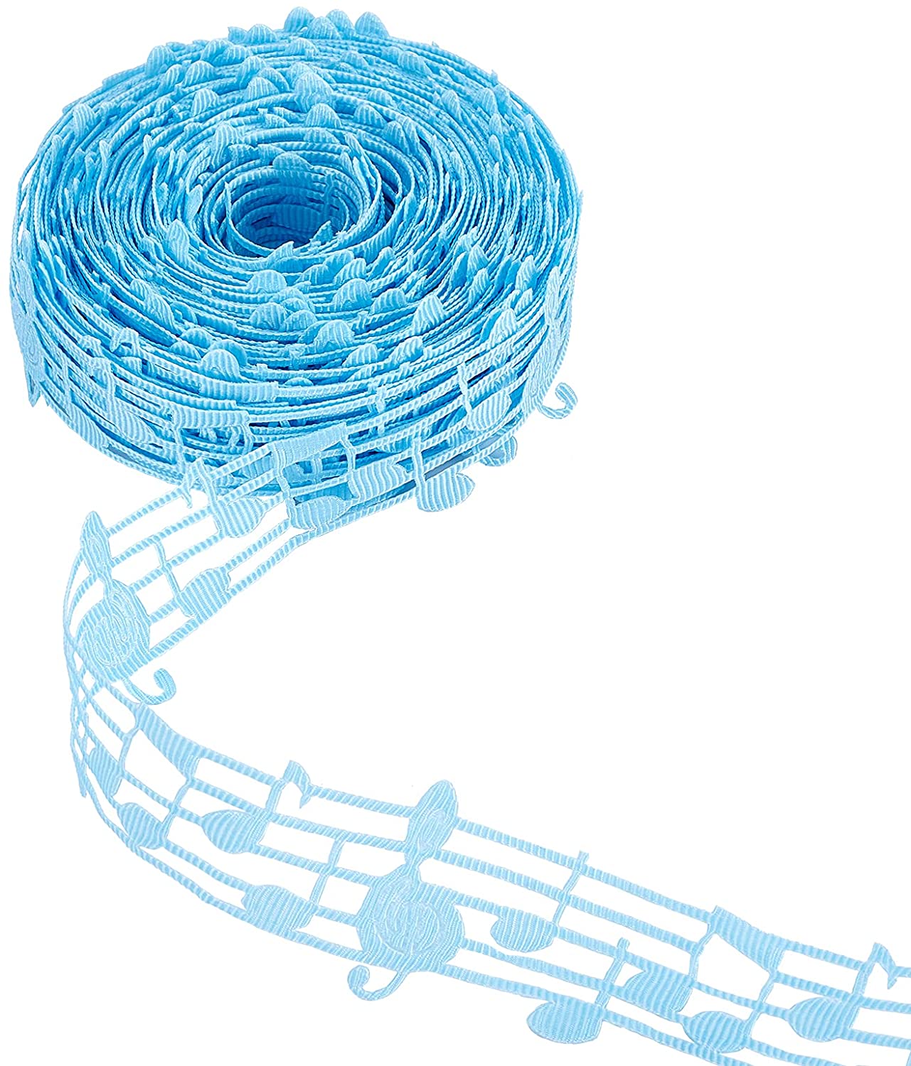 10 Yards 29mm Hollow Music Note Ribbon Polyester Engraved Grosgrain Ribbon Clothing Trim Accessories for Scrapbooking DIY Gift Wrapping Decoration, Sky Blue