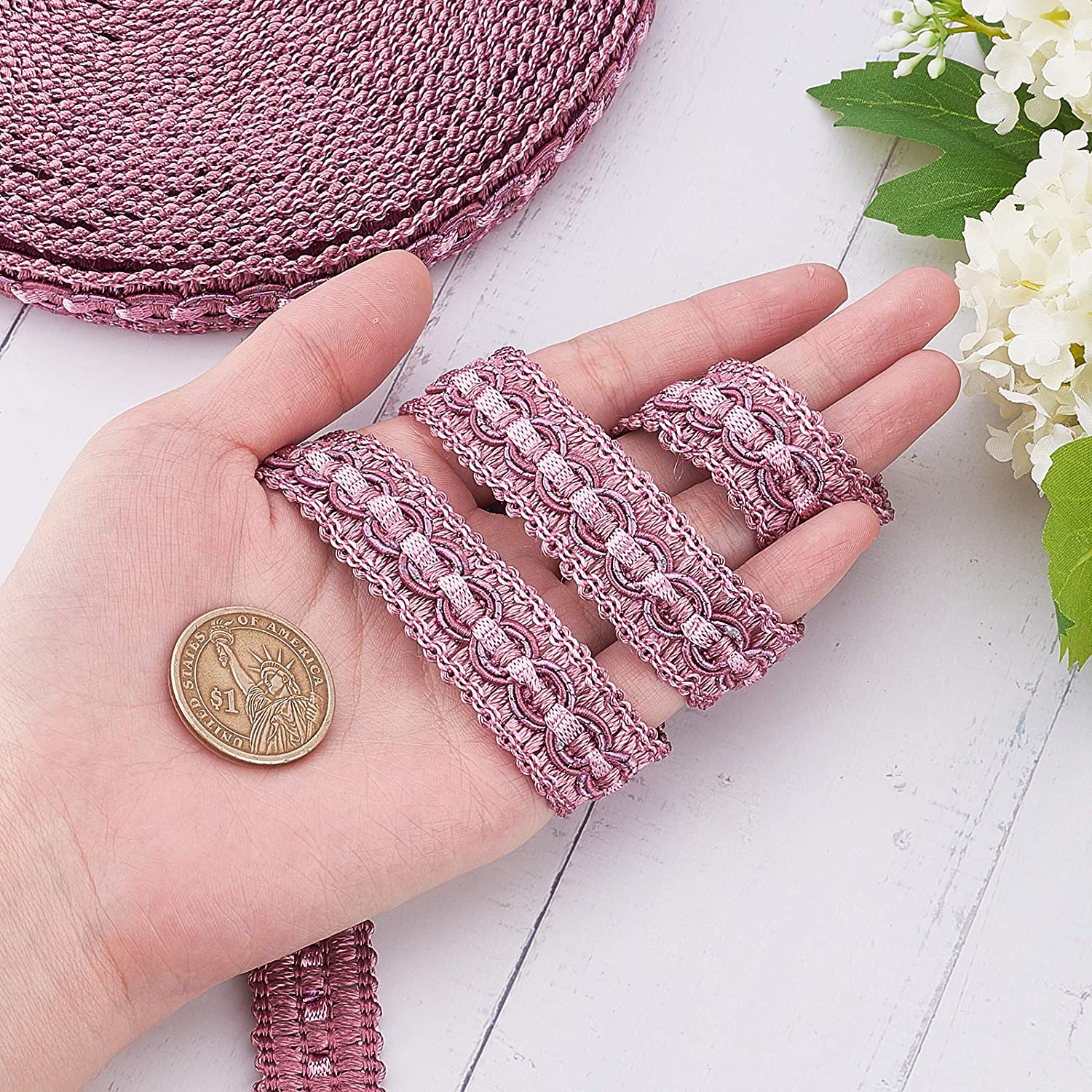 11.5~12m 20mm Polyester Gimp Braid Trim for Costume DIY Crafts Sewing Jewelry Making Curtain Decoration Costume Accessories, Orchid