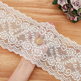 5 Yards 6 Inch Wide Elastic Lace White Cotton Floral Pattern Trim Fabric Sewing for Scalloped Edge Decorations for Dress Tablecloth Hair Band Wedding Festival Event Decorations