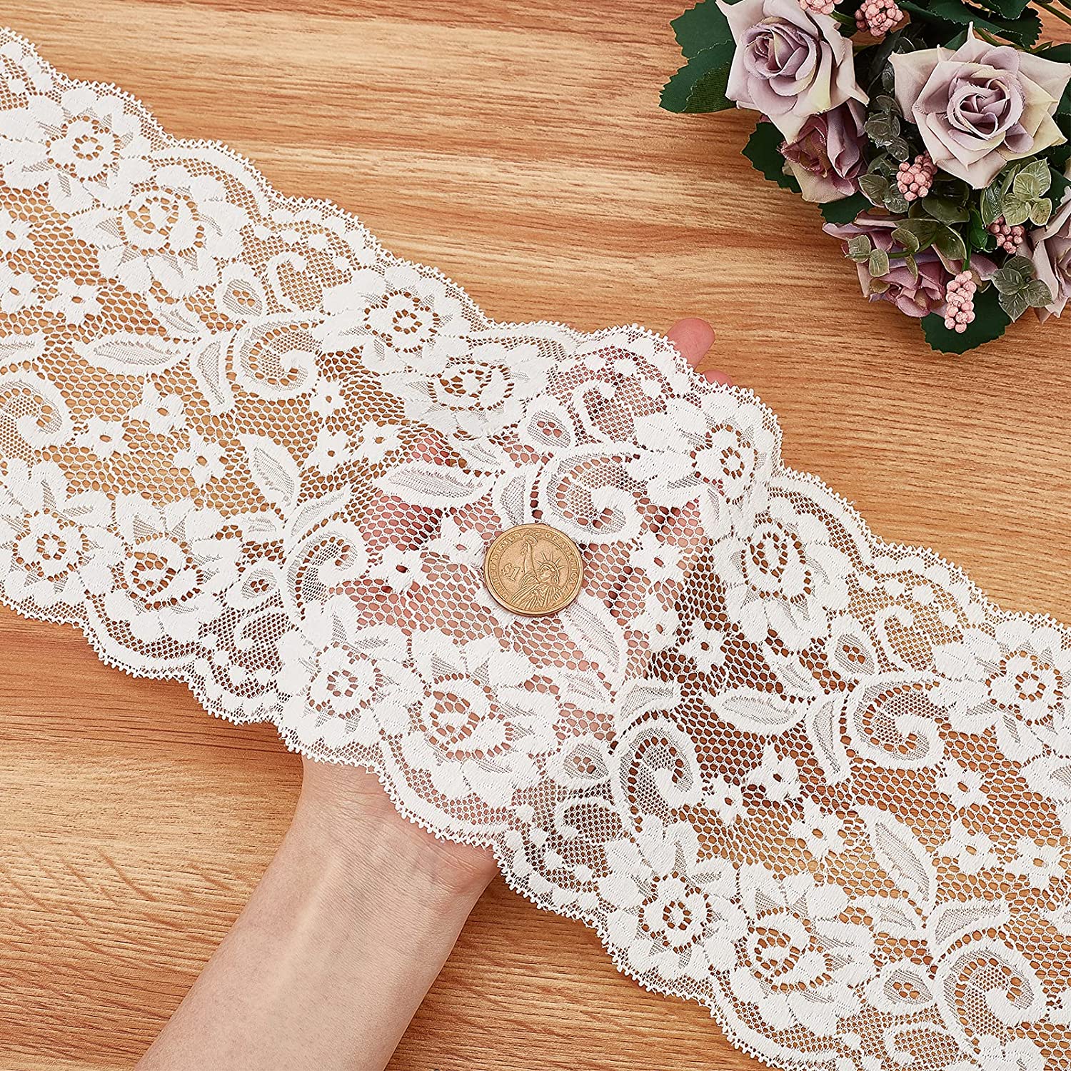  2 Yard 6Inch Lace Ribbon for Sewing-Lace Ribbons for