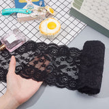 5 Yards 6 Inch Wide Stretch Elastic Lace Ribbon Floral Rose Pattern Trim Fabric Sewing for Dress Tablecloth Hair Band Wedding Decorations(Black)