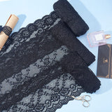 5 Yards 6 Inch Wide Stretch Elastic Lace Ribbon Floral Rose Pattern Trim Fabric Sewing for Dress Tablecloth Hair Band Wedding Decorations(Black)